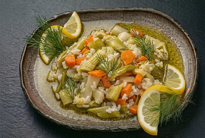 leek with olive oil